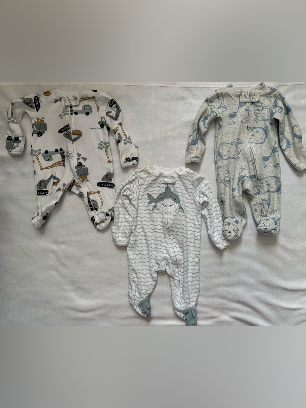 Carters One-Piece pajamas shark, construction and lamb